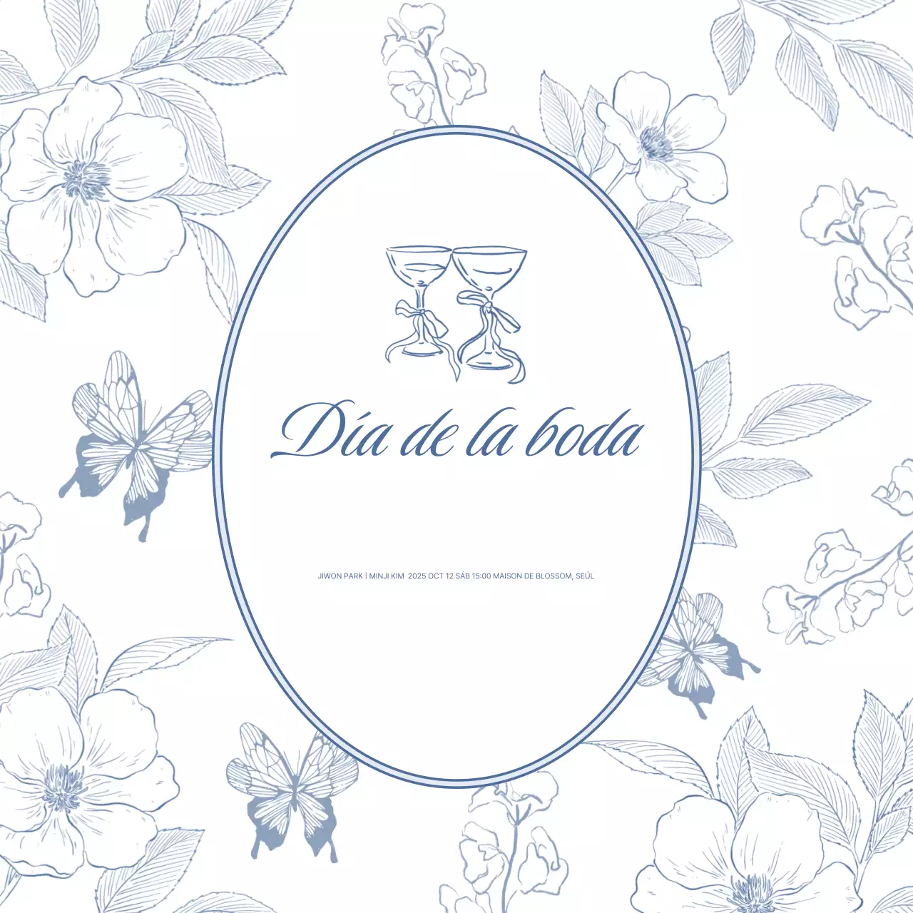 Invitación de boda elegante azul
