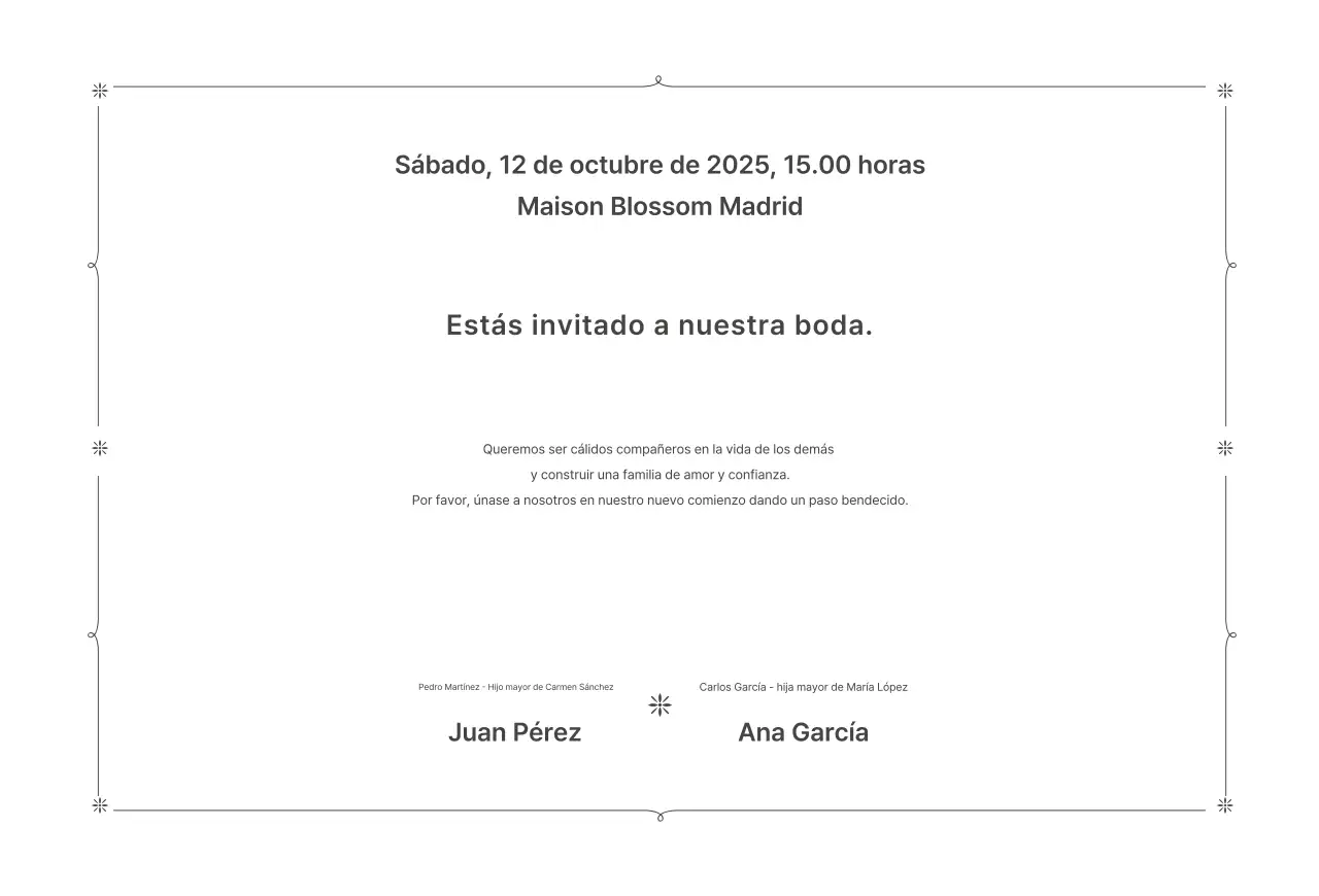 Invitación de boda minimalista blanca