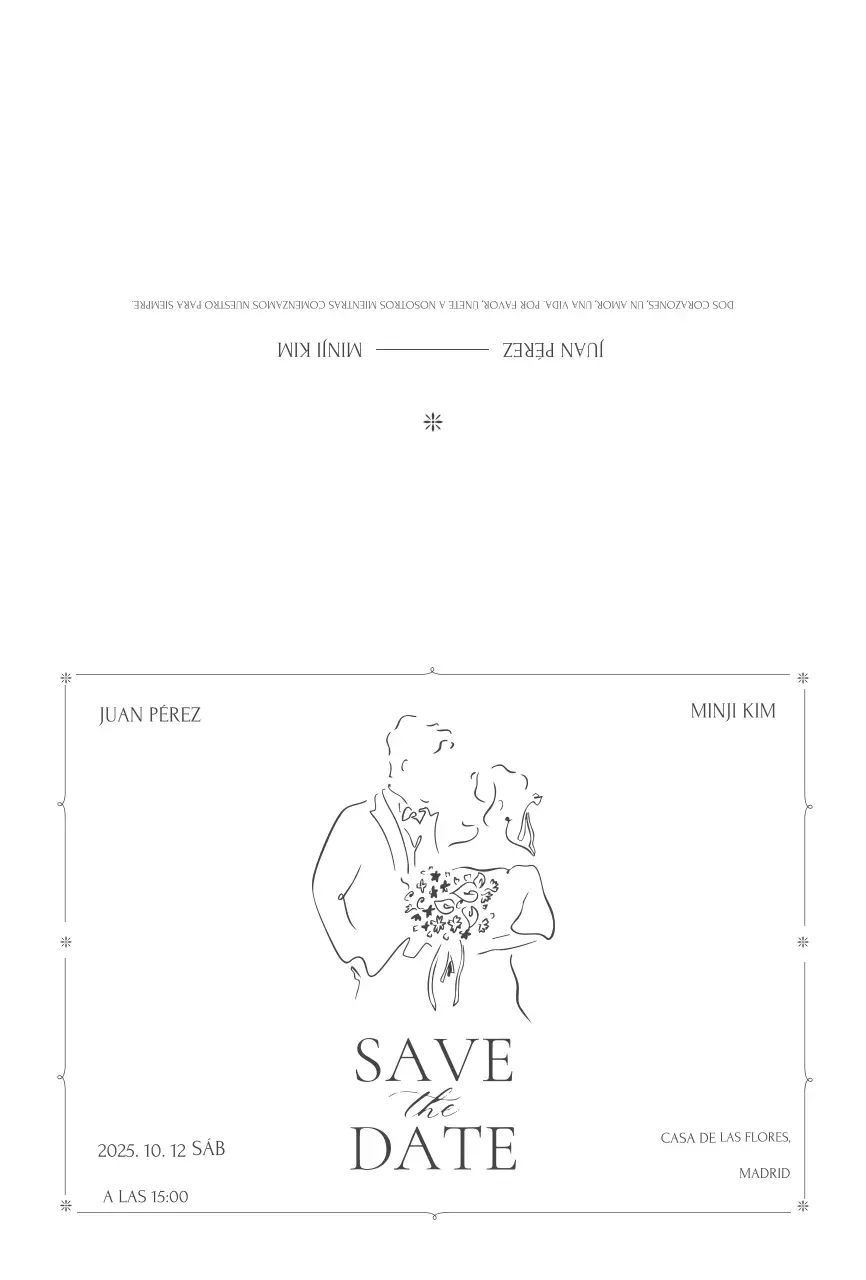 Invitación de boda sencilla negra