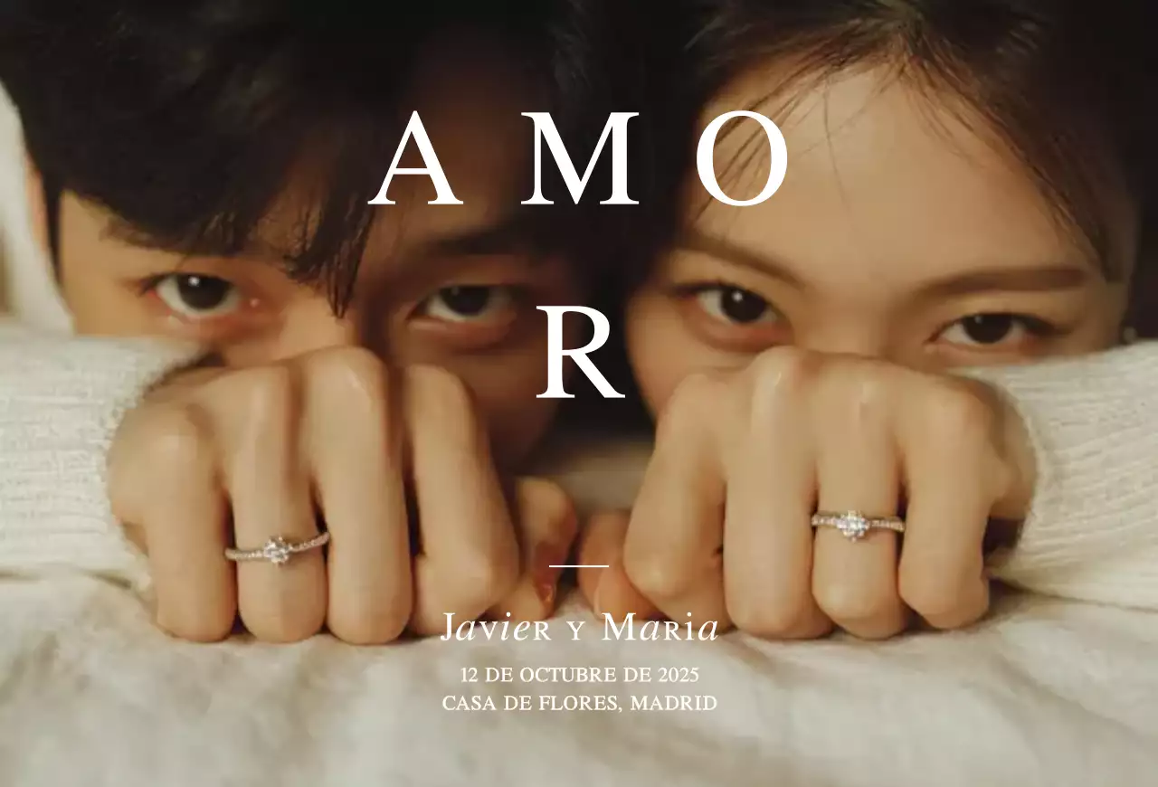 Invitación de boda sencilla en beige