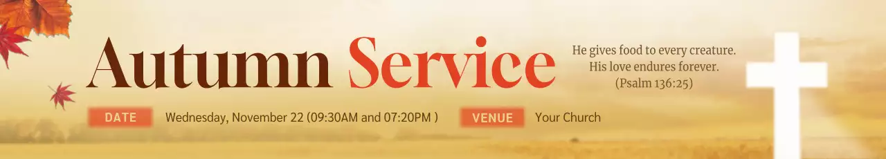 Banner de anúncio de evento elegante da igreja laranja