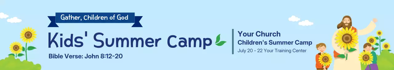 Banner de anúncio de evento de verão simples azul