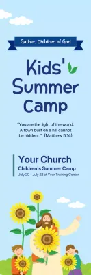 Banner de convite para acampamento infantil tradicional azul