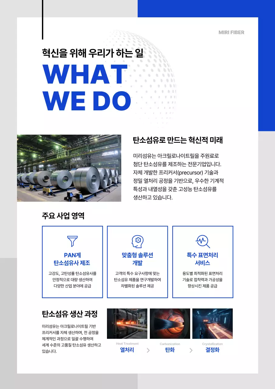 파랑 모던 섬유 기술 홍보