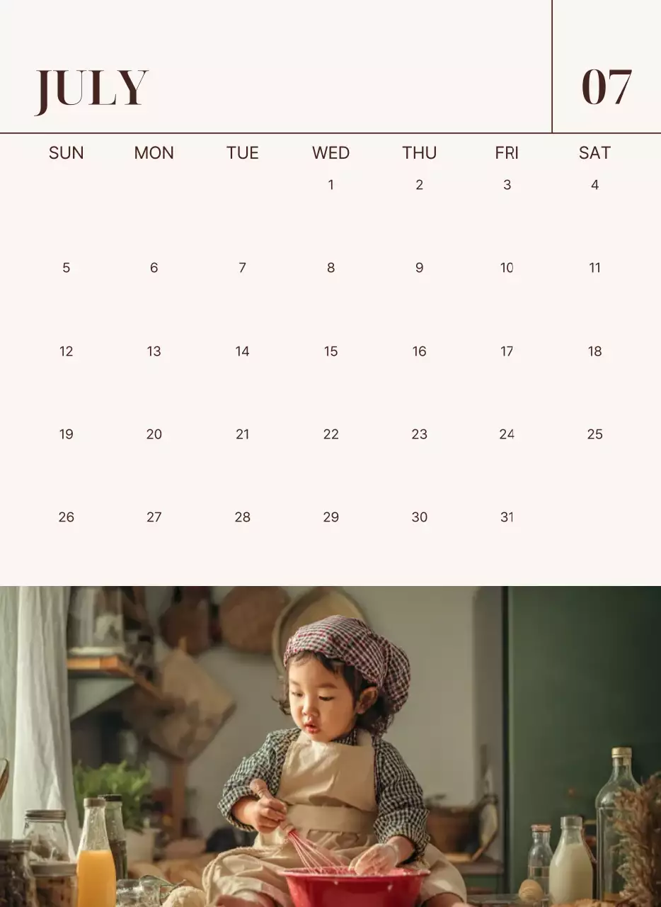 베이지 심플 가족 달력