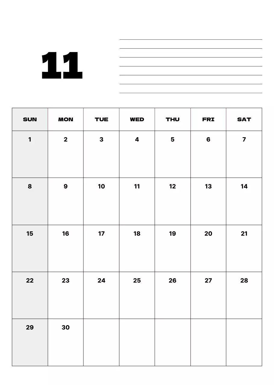 회색 심플 달력 캘린더