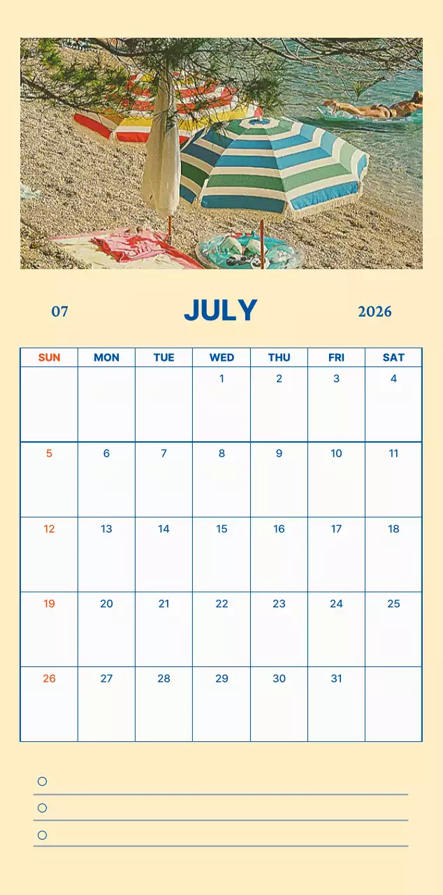 하늘색 심플 달력 캘린더