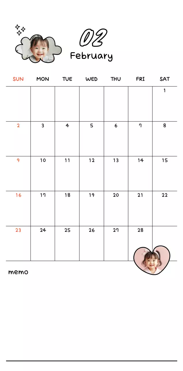 흰색 아기자기한 새해 인사