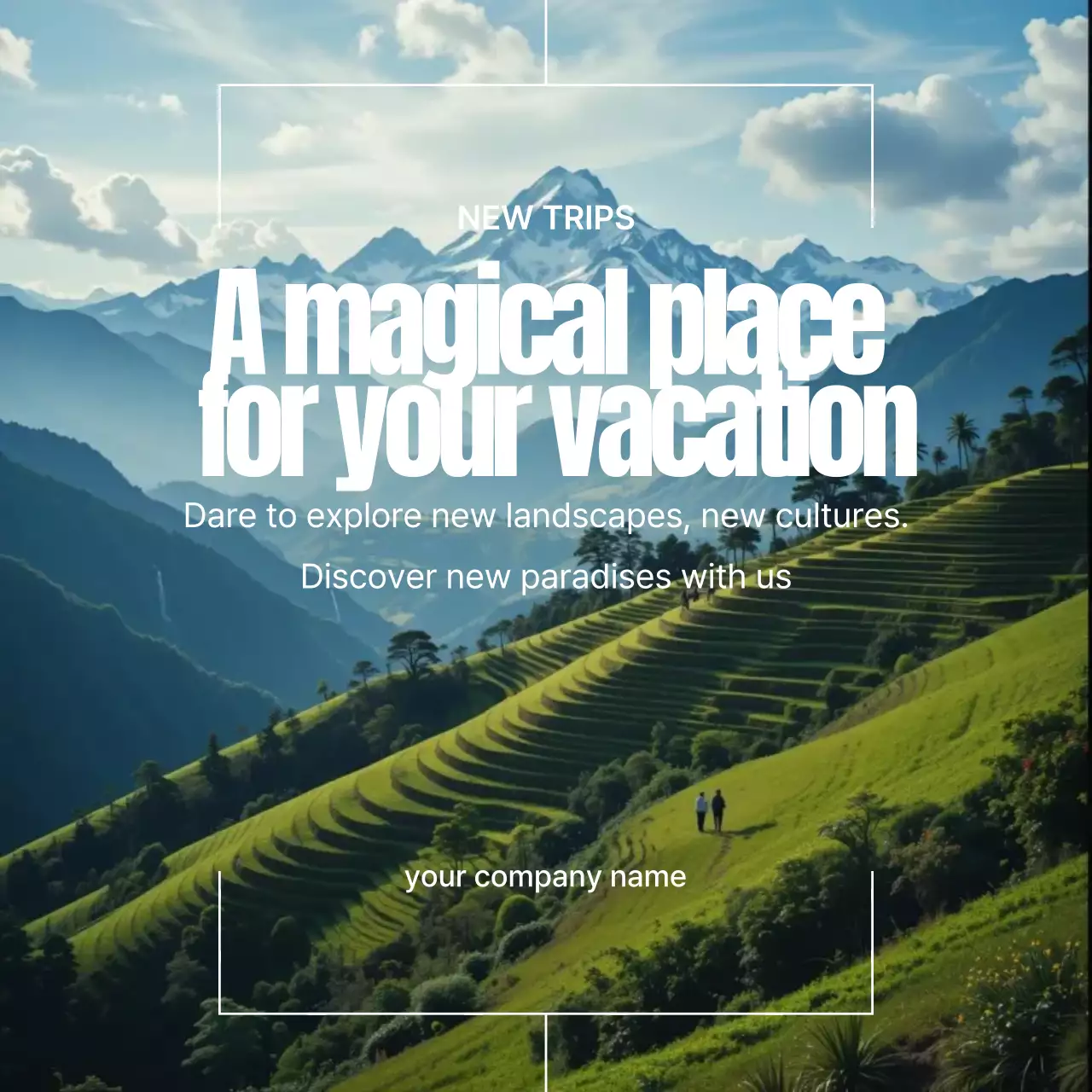 하늘색 모던 여행 광고