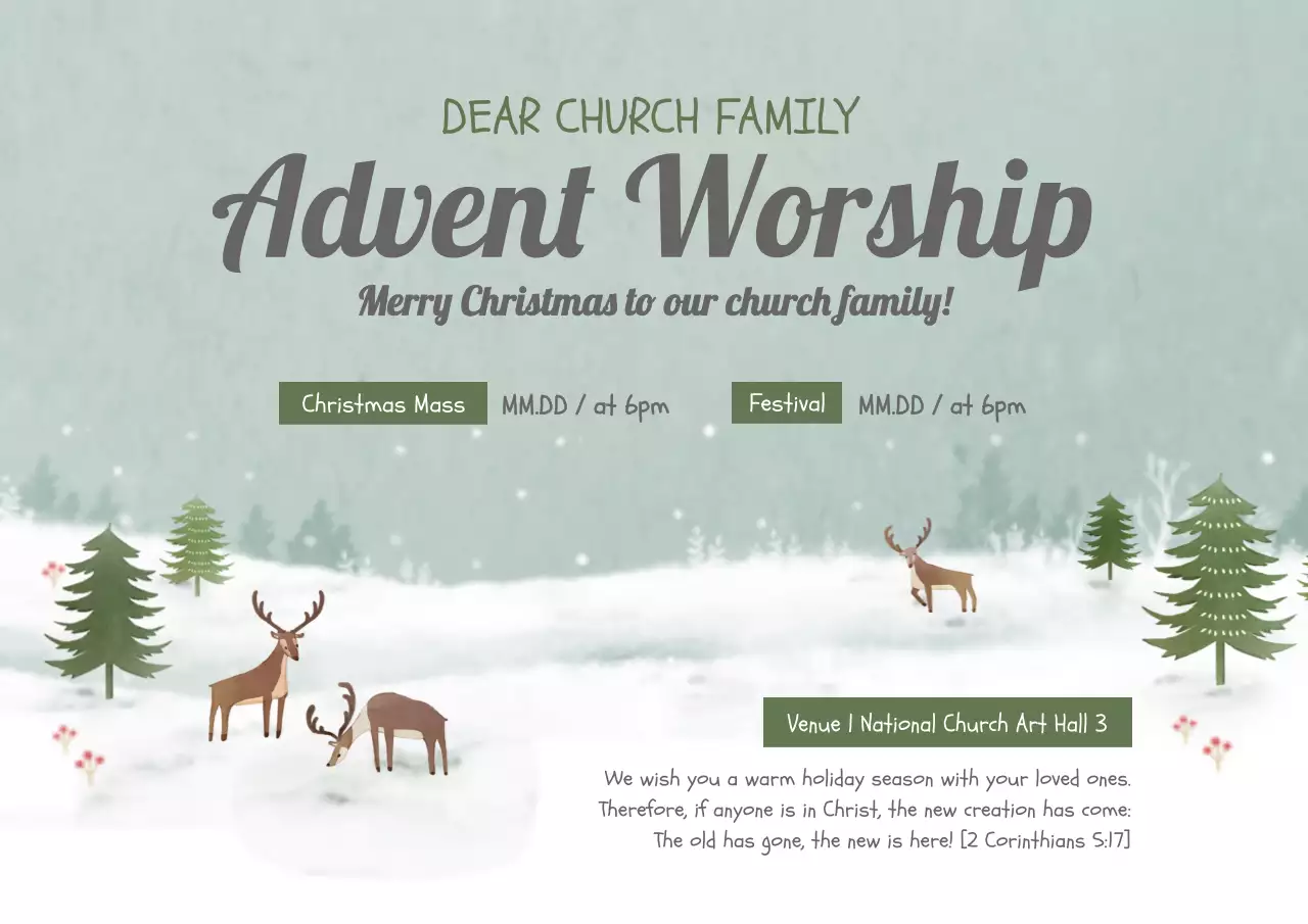 Green Minimal Worship Announcement Poster