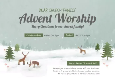 Green Minimal Worship Announcement Poster