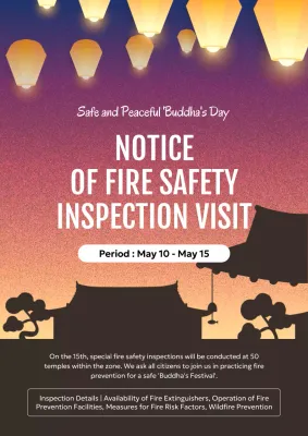 Orange Traditional Fire Notice Poster