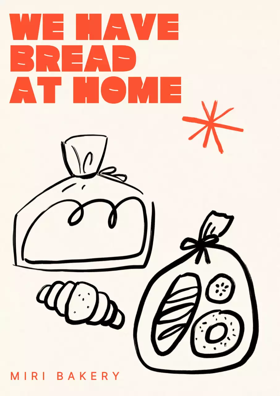 빨강 레트로 빵 광고