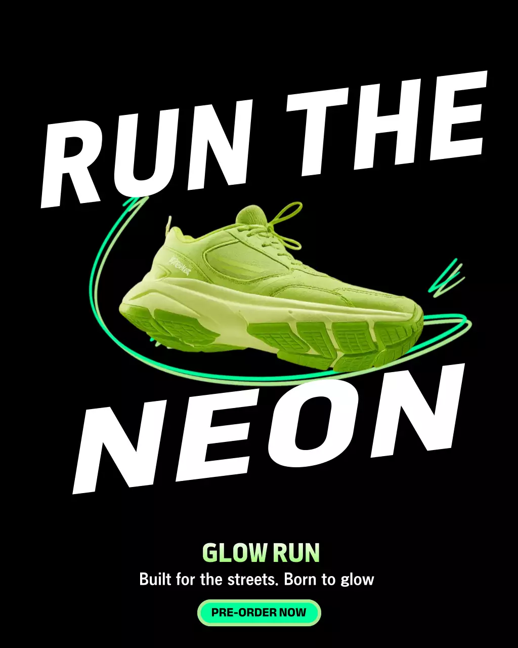 Neon modern sneakers advertisement