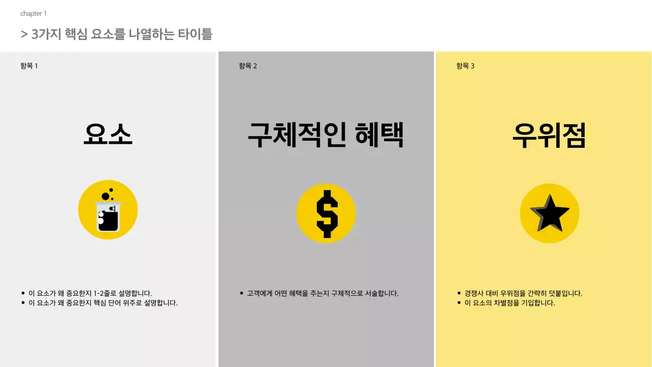 노랑 심플 발표 자료 설명