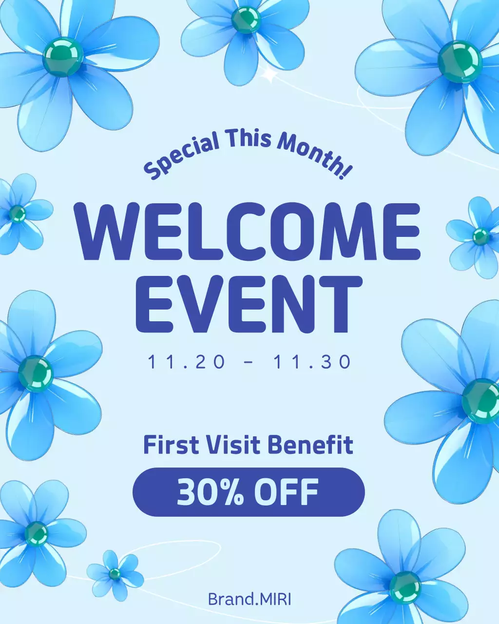 blue floral event promotion