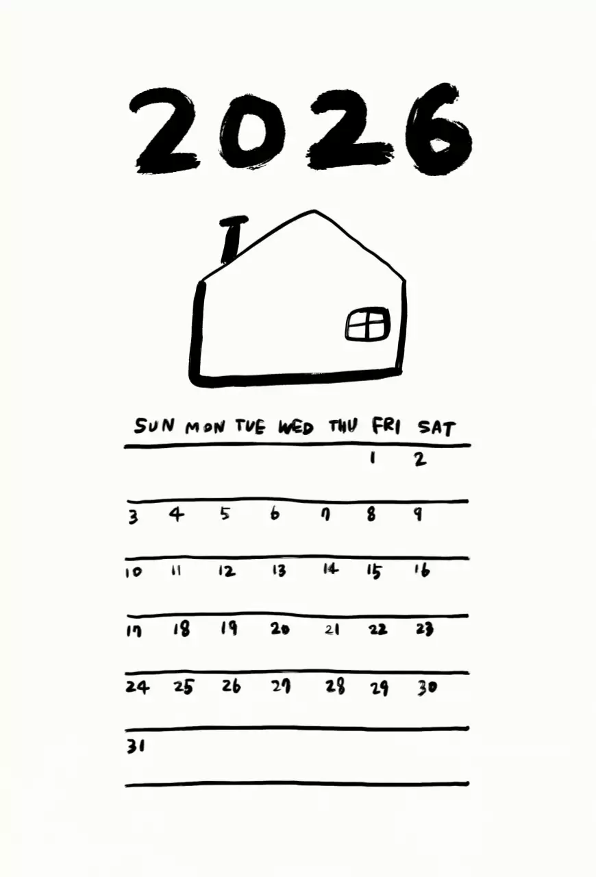 흑백 심플 달력 캘린더