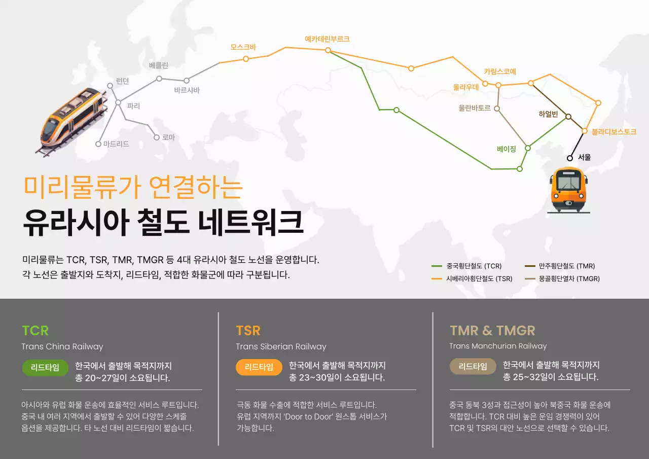 주황 심플 철도 물류 안내