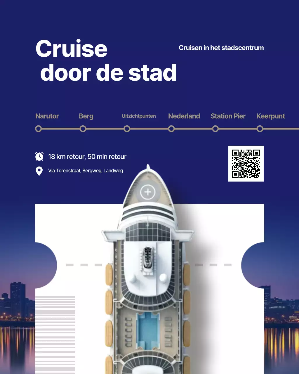 Marineblauwe moderne reisadvertentie