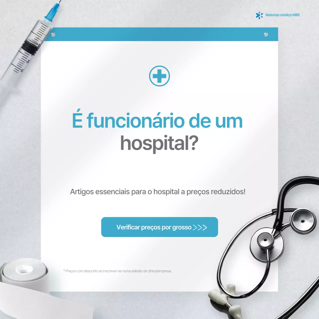Promoção de atacado de suprimentos médicos azul-celeste simples