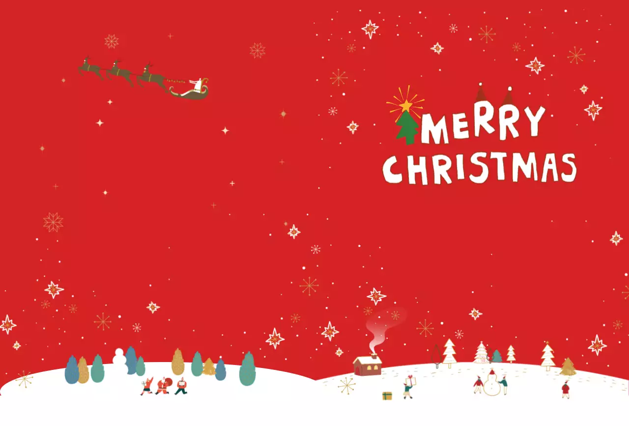 Red Cute Christmas Postcard