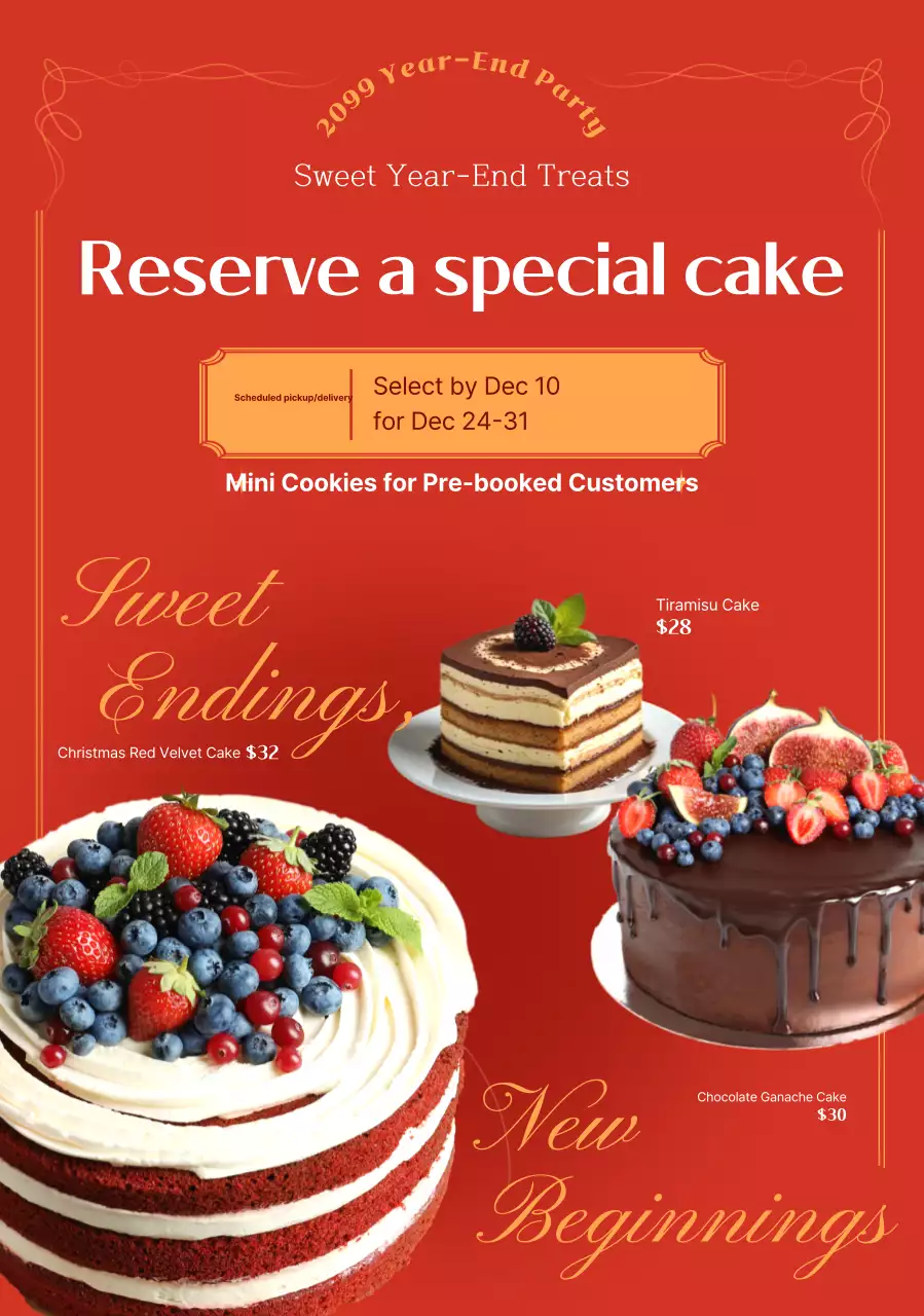 Khuyến mãi bánh hiện đại màu đỏ