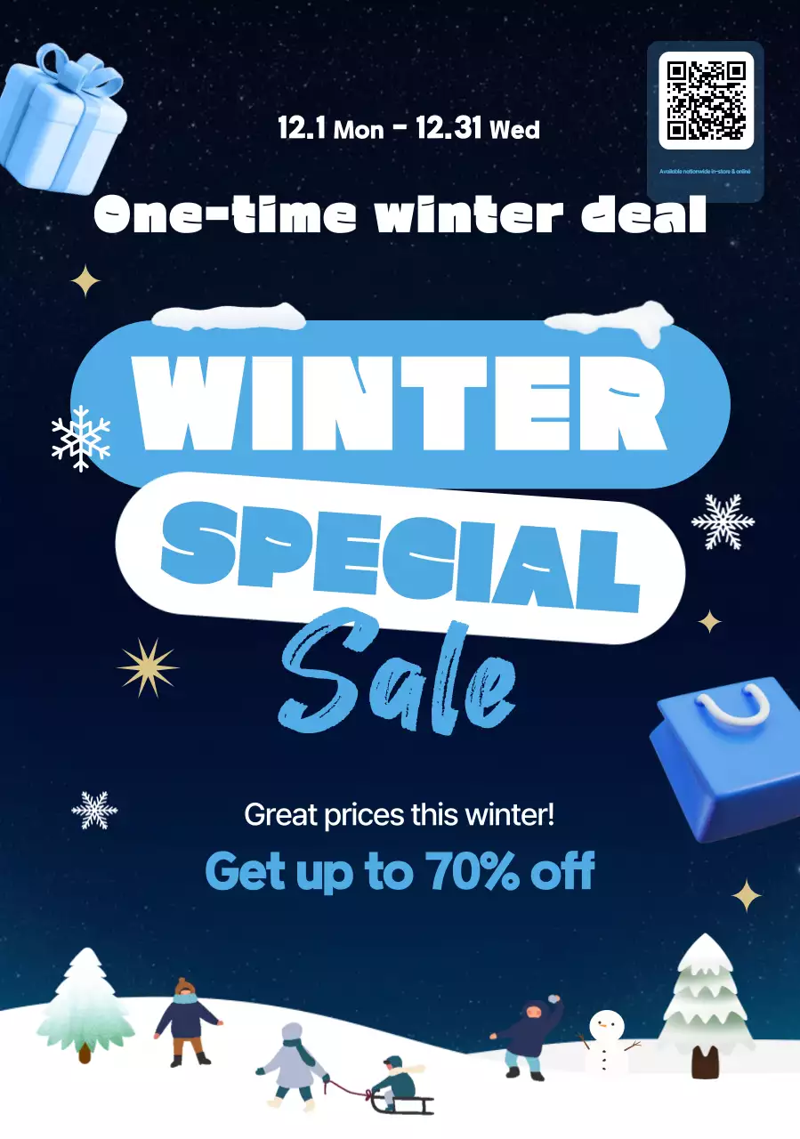 Khuyến mãi mùa đông hiện đại màu xanh