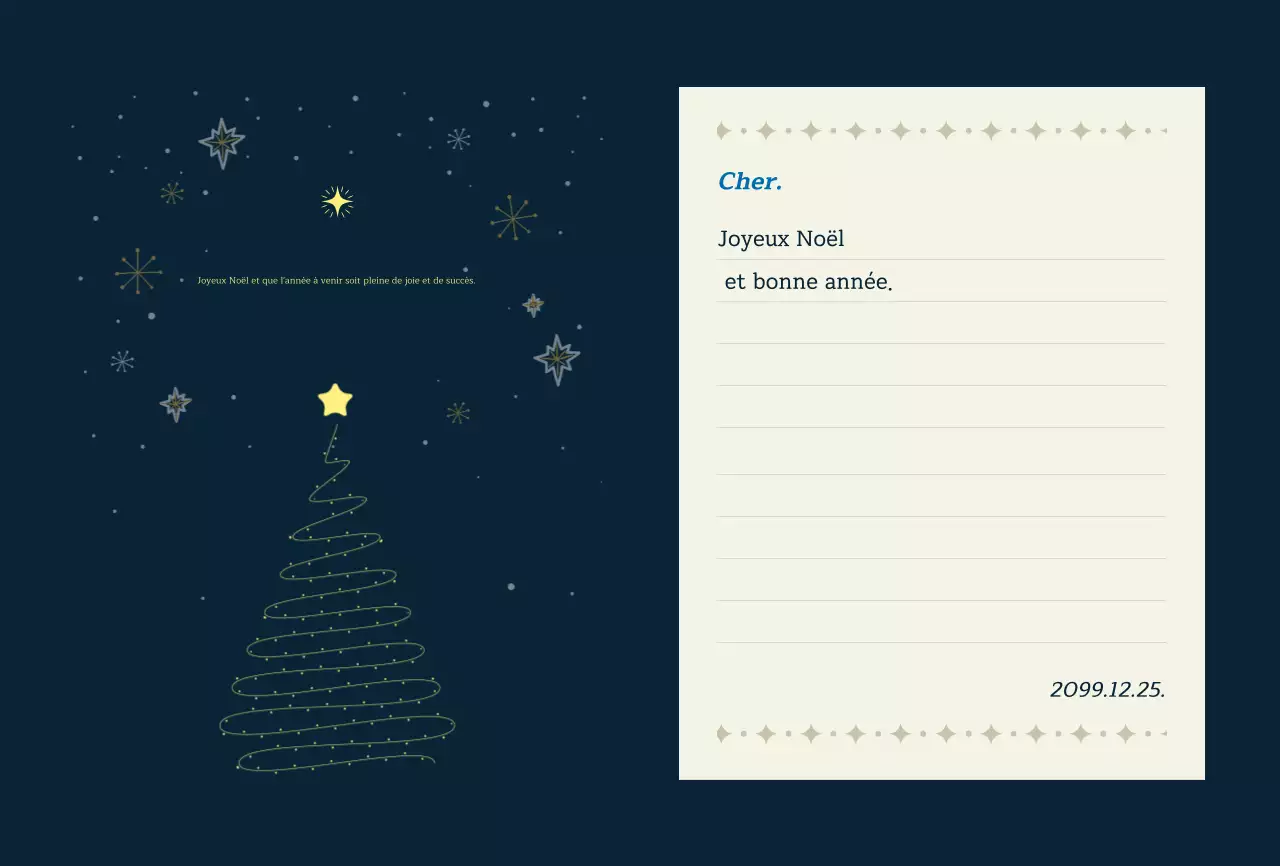 Carte de Noël classique bleu marine