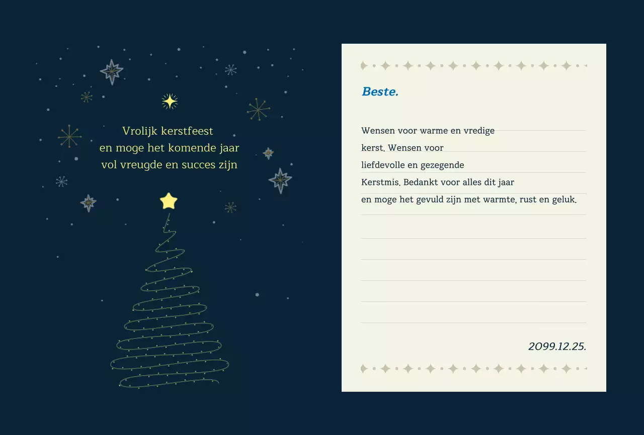 Marineblauwe klassieke kerstkaart