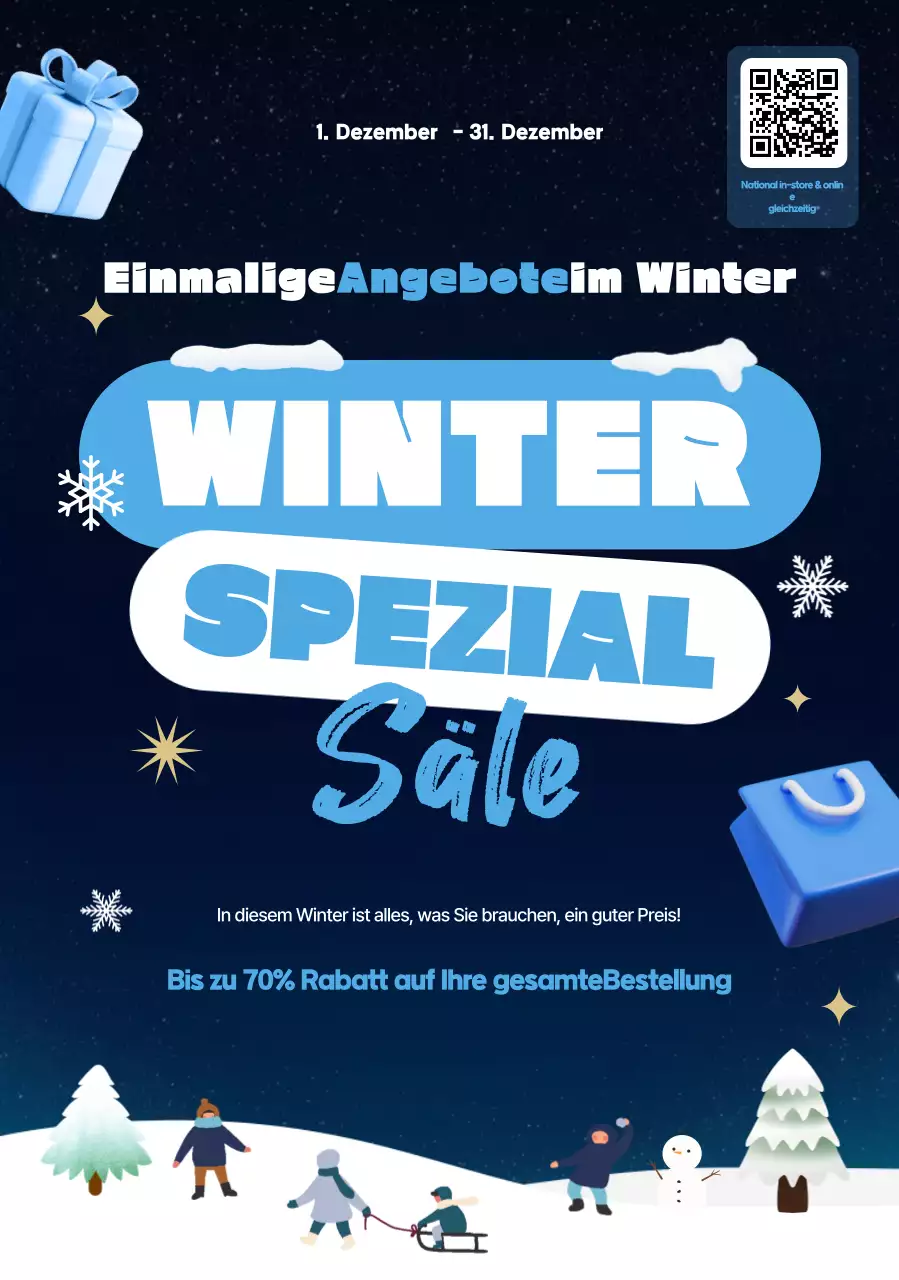 Blauer moderner Winterschlussverkauf