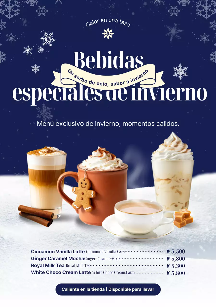 Promoción del menú de invierno moderno de la Marina