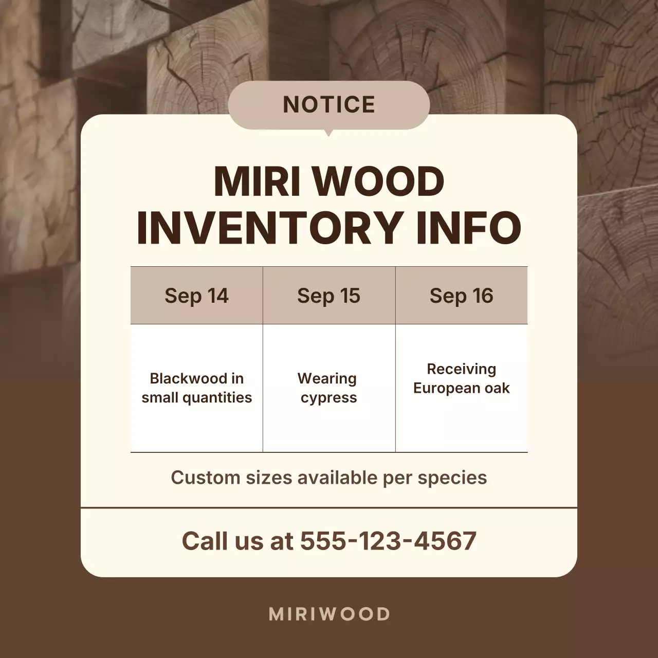 thông báo kiểm kê hiện đại màu nâu