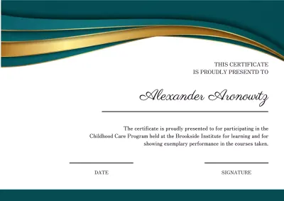 Teal modern certificate document