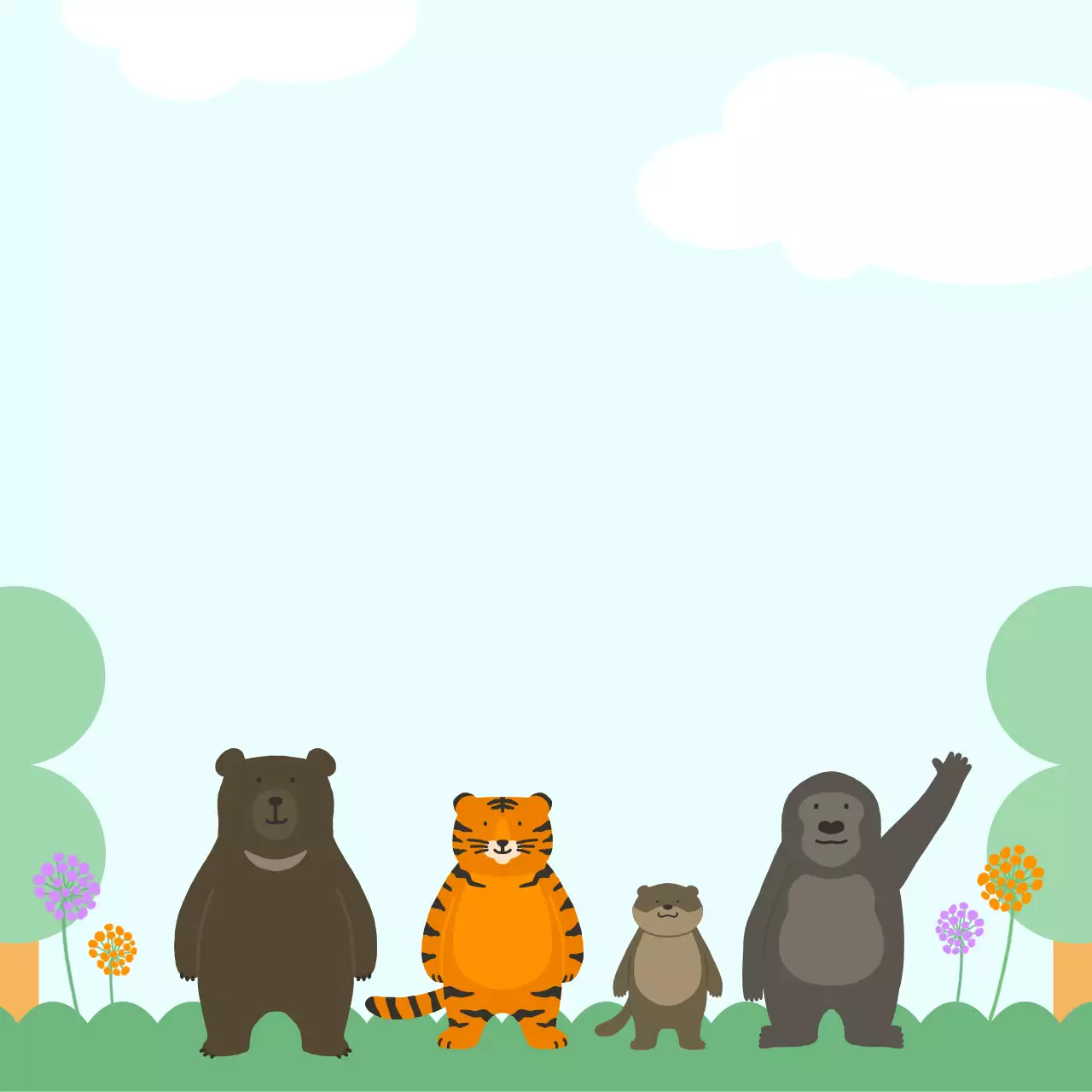 하늘색 아기자기한 동물 노트