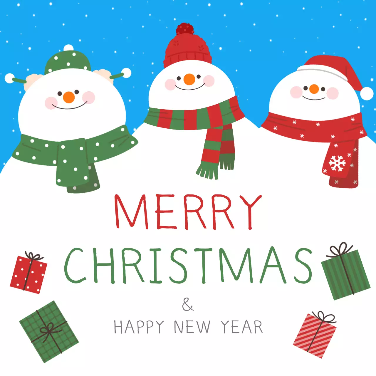 파랑 아기자기한 크리스마스 카드