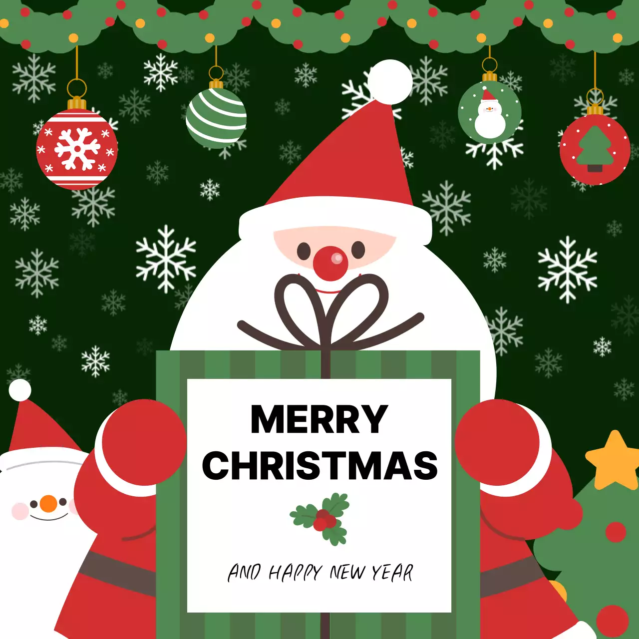 초록 아기자기한 크리스마스 축제