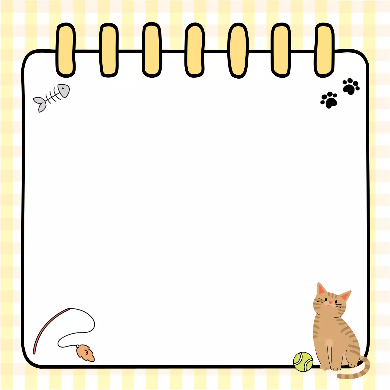 노랑 아기자기한 동물 고양이 포토프레임