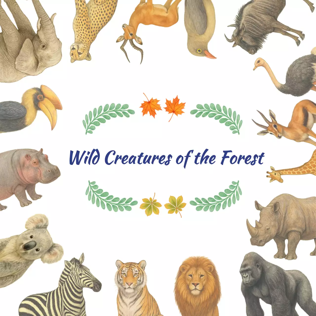 초록 대자연 숲속 야생 친구들의 이야기 포토프레임