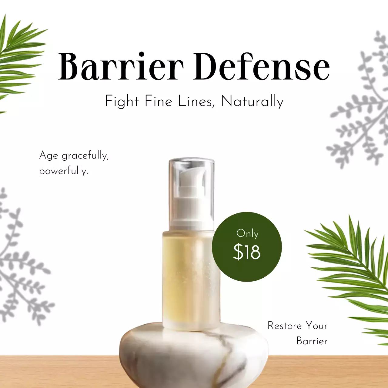 초록 모던 스킨케어 제품 홍보