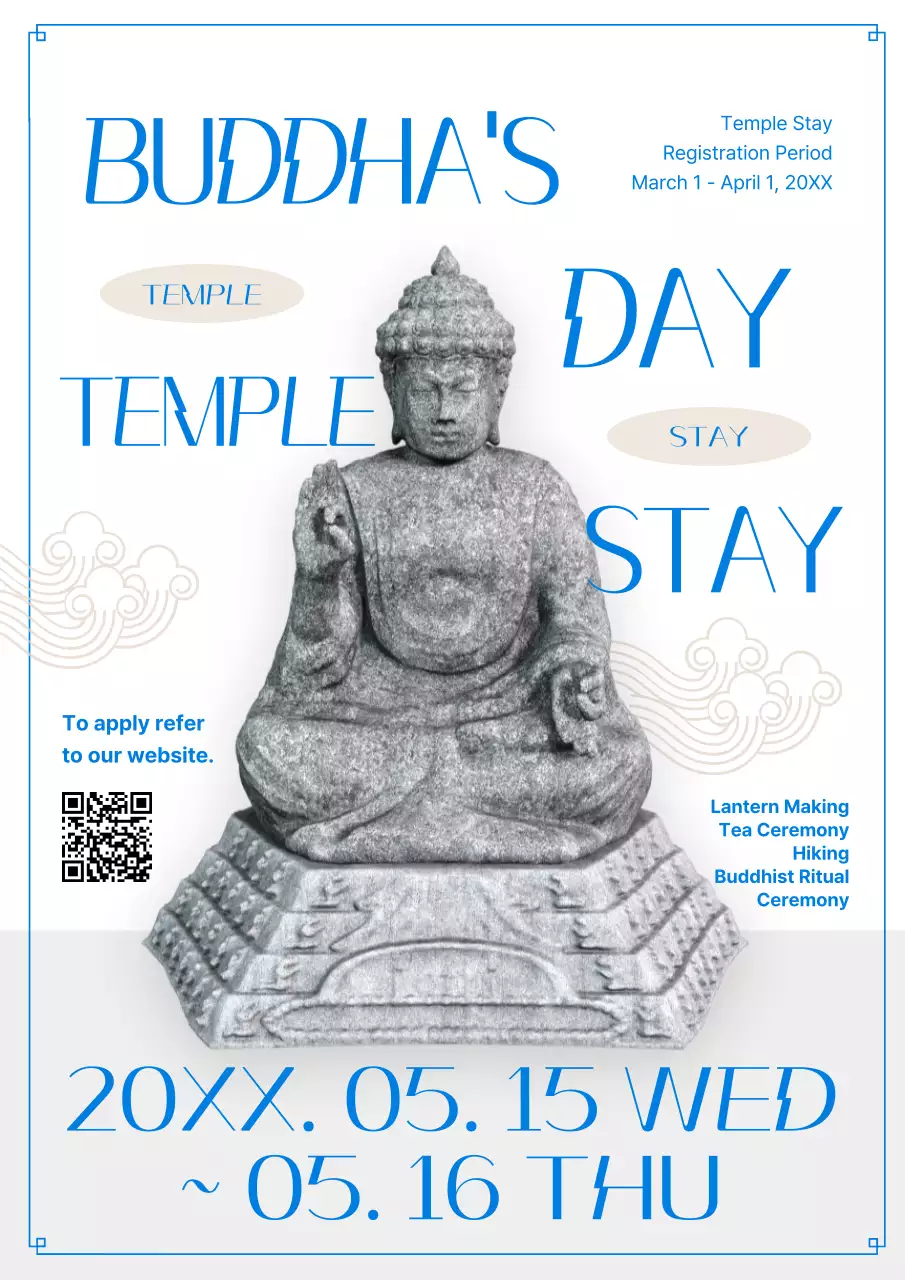 Grey Traditional Temple Event Announcement Poster