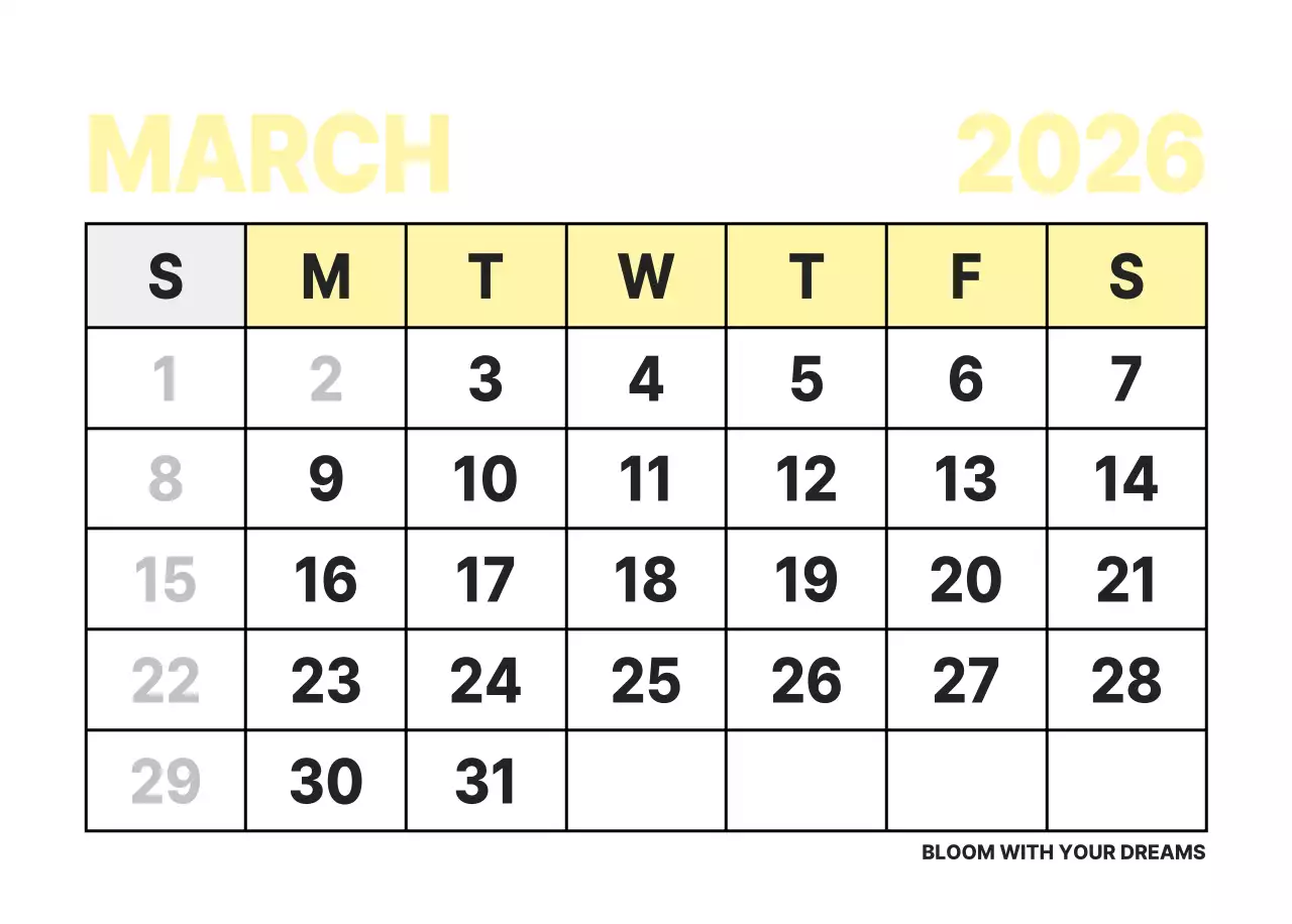 하늘색 모던 연간 계획 달력