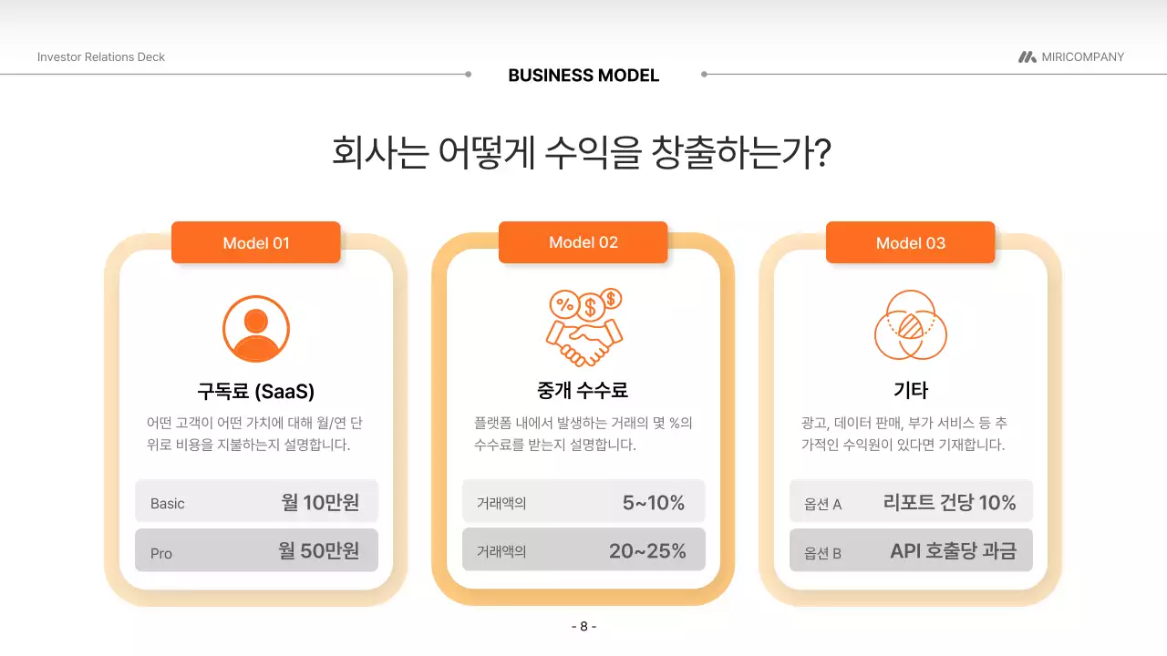 주황 모던 투자 설명서 홍보