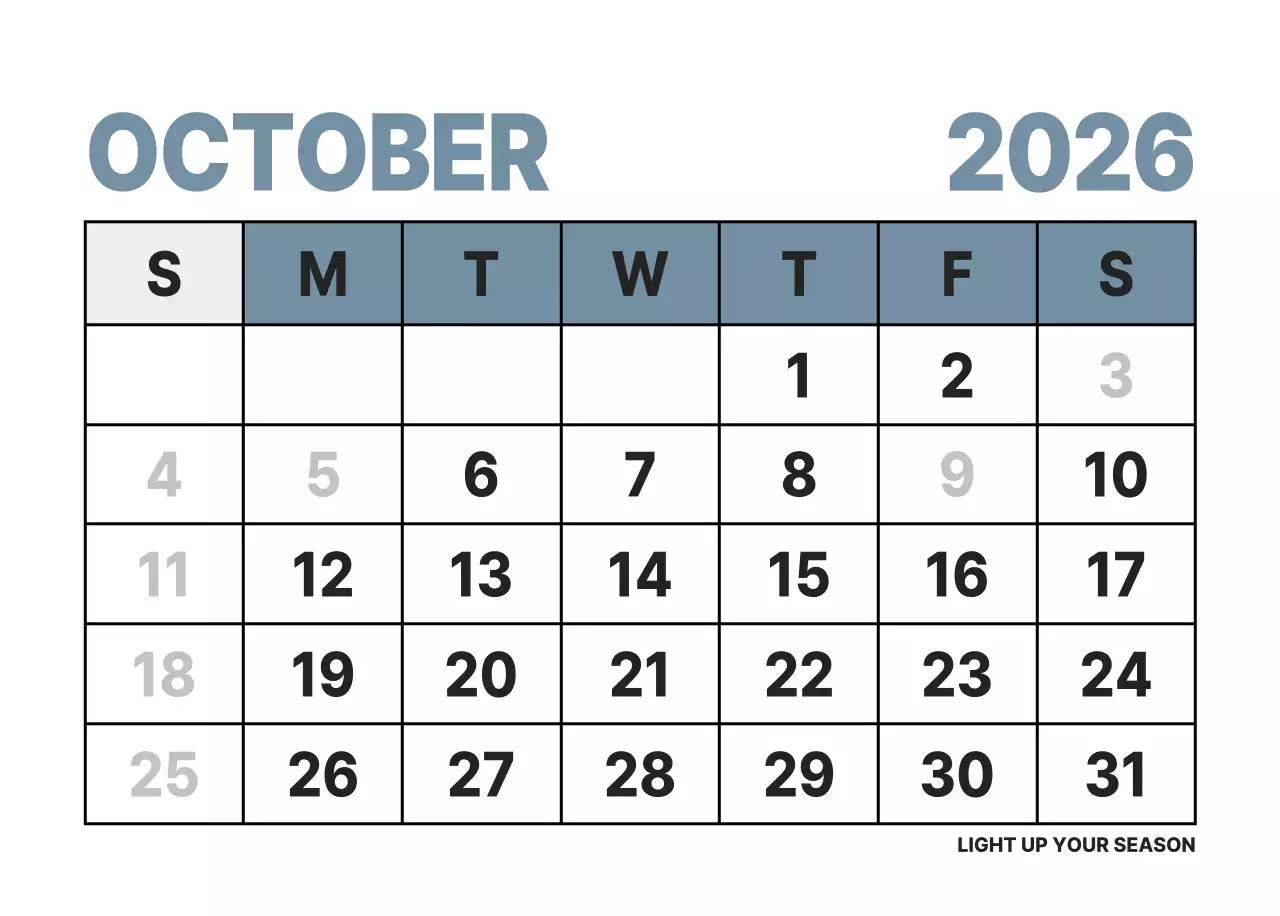 하늘색 모던 연간 계획 달력