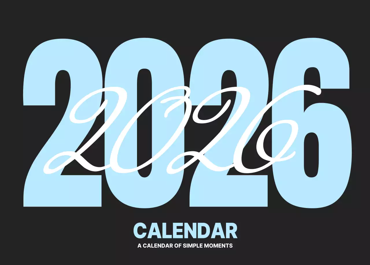 하늘색 모던 연간 계획 달력