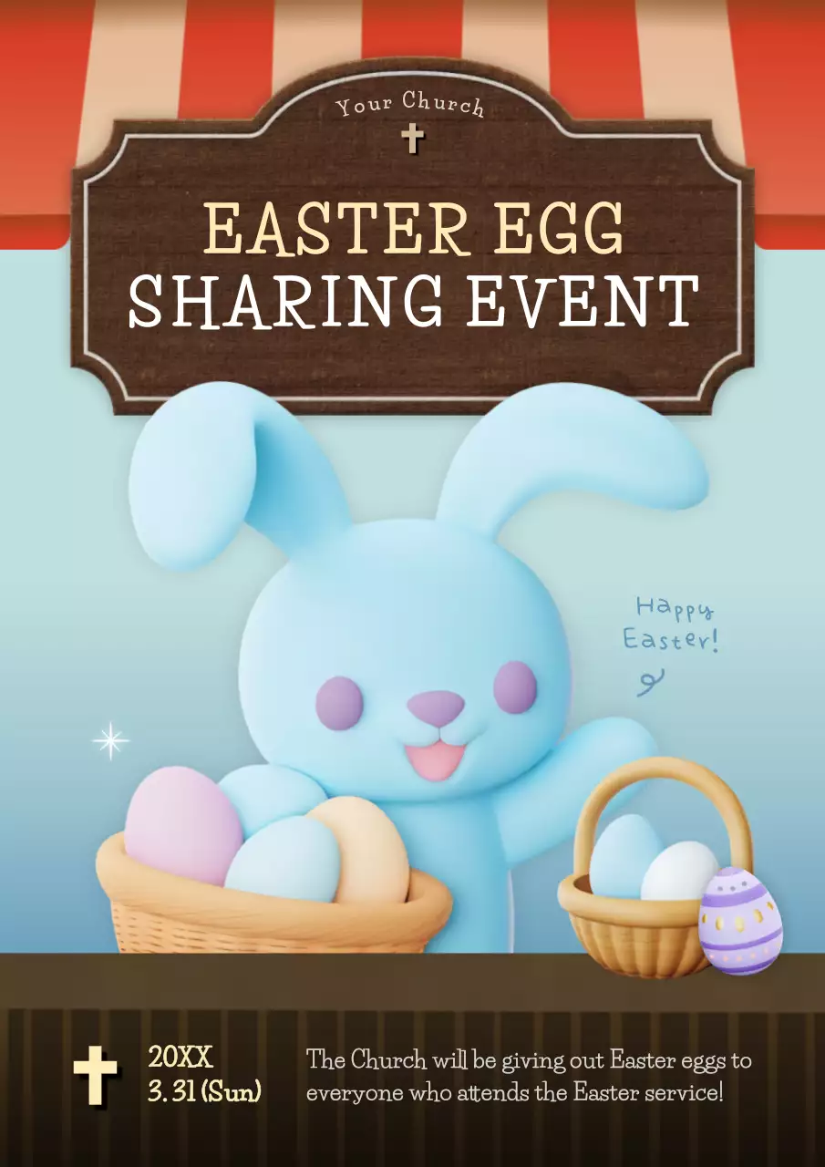 Blue Retro Easter Event Announcement Poster