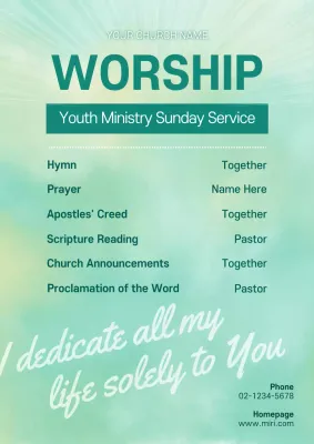 Green Simple Worship Announcement Poster