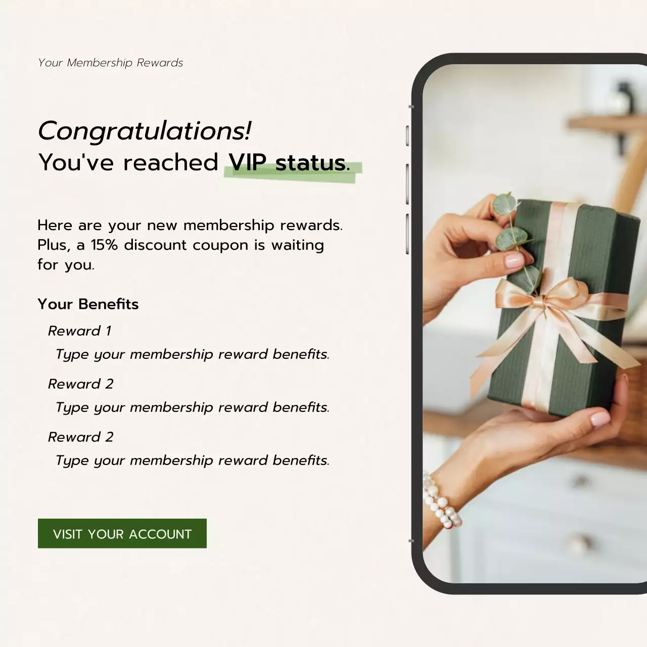 green modern membership reward announcement