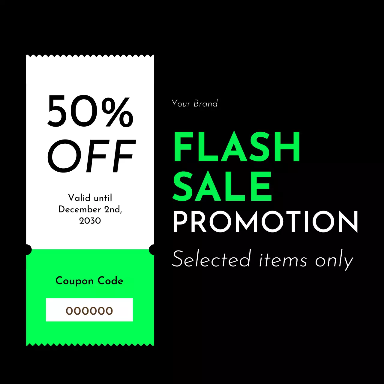 black modern sale coupon promotion