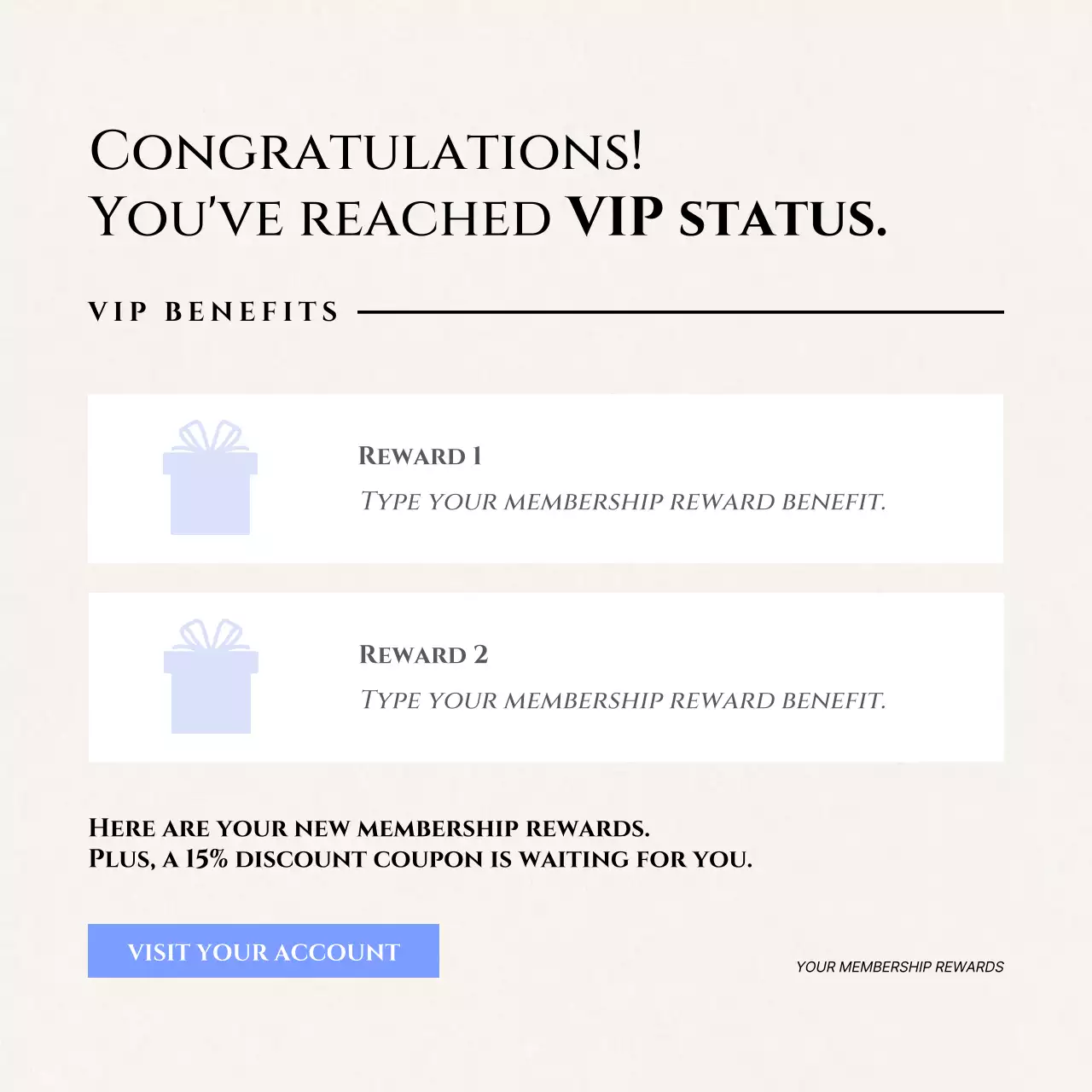 beige elegant membership reward announcement