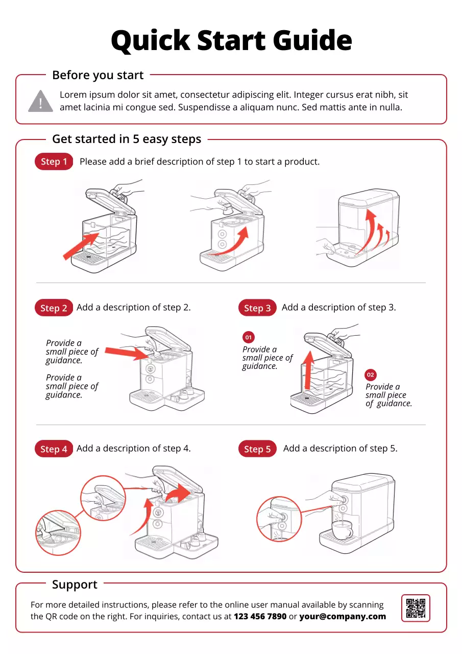 hướng dẫn thiết bị đơn giản màu đỏ